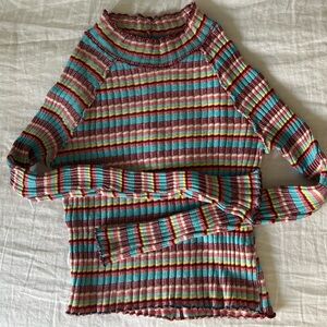 Free People Multi-Colored Mockneck